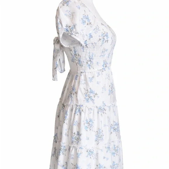 Hollister Blue & White Floral Tie Back Mini Dress | Size Small - Picture 5 of 11